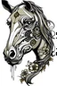 Placeholder: Tattoo design of a vector art monkey head mirroring a vector art horse head