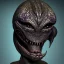 Placeholder: Scary alien with dark rough skin with scales