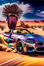 Placeholder: a realistic photo of a bmw z4,the car is spray painted with graffiti, desert background with sand storm to make the car stand out, colorful and stylish graffiti, 12k highly detailed and realistic , Masterpiece, dramatic product shot