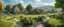 Placeholder: A photo of a quiet village green in a beautiful surreal outdoor countryside sunny scene, with distant hills & fields, intricate charactorful dwellings (designed by Esher) with many pathways & stairways, streams & waterfalls, a waterwheel : ultra high detail, photorealistic, epic cinematic, 8K, Large depth of field