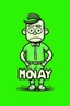 Placeholder: Style: Flat illustration Text: "Monday" T-shirt design graphic, vector, contour, green background)