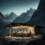 Placeholder: Five people eating inside a mountain hut, sense of fear, Alps, night sky, 8k, HD, cinematography, photorealistic, Cinematic, Color Grading, Ultra-Wide Angle, Depth of Field, hyper-detailed, beautifully color-coded, insane details, intricate details, beautifully color graded, Cinematic, Color Grading, Editorial Photography, Depth of Field, DOF, Tilt Blur, White Balance, 32k, Super-Resolution, Megapixel, ProPhoto RGB, VR, Halfrear Lighting, Backlight, Natural Lighting, Incandes