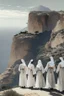 Placeholder: 7 suore africane con tunica grigia giornata di sole precipizio fuori città militare bianco giovane