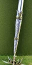 Placeholder: A large silver and Gold spear weapon covered in rose's and thorns, realistic, fantasy,