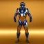 Placeholder: gold man, beautiful, soft, blue eyes, galactic suit, hight definition, 8k