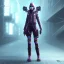 Placeholder: cyberpunk, female ninja, full-body