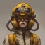 Placeholder: a close up of a person wearing a helmet and goggles, inspired by andrey ryabovichev, cgsociety contest winner, anthropomorphic female cat, pilot outfit, she wear gasmask, artwork in the style of guweiz, character photography, anton semenov, yellow space suit, steampunk rat, 70's jetfighter pilot, trending on artstation.