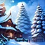 Placeholder: Giant tree clouds with houses paisage snow