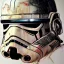 Placeholder: photorealistic star wars helmet with weathered painting , illustration on coarse canvas by <agnes cecile> and <Yoji Shinkawa>, ornate and intricate details , soft smooth lighting, concept art,