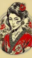 Placeholder: portrait of yakuza lady, Japanese art style