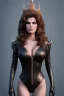 Placeholder: Raquel Welch as evil queen in black leather, leather, busty, cleavage, angry, stern look. character design by cory loftis, fenghua zhong, ryohei hase, ismail inceoglu and ruan jia. unreal engine 5, artistic lighting, highly detailed, photorealistic, fantasy