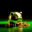 Placeholder: golden piggy bank, green coins