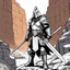 Placeholder: [comics Head Lopper style by Andrew MacLean] The hero, clad in plate armor, his two hands on the hilt of his zweihandsword, stands guard at the narrow passage in the canyon. Guard up, he knows he may die protecting the valley.The sun beats down mercilessly, casting harsh shadows across the rocky terrain. The hero's armor gleams in the sunlight, a beacon of strength and determination. His grip tightens on the hilt of his massive sword, ready to face whatever may come.