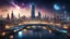 Placeholder: Generate a futuristic rendition of the Chennai skyline at night, with illuminated skyscrapers, glowing bridges, and sleek futuristic transportation systems and its floating in the Galaxy with islands