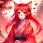 Placeholder: girl kitsune pink hair red eyes kimono