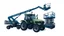 Placeholder: a generic Boom-lift(Left extended overhead), tractor(Middle) and scissor-lift(Right) on a white background. Smooth vector