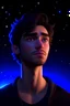 Placeholder: Beautiful animated man under a starry-eyed night. Dynamic. Ultra realistic