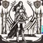 Placeholder: fearless and noble lady knight with sword and shield