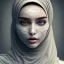 Placeholder: woman's face made of clouds of dust, fog, blowing dust, wearing hijab, dissolving, disintegrating, fine detail, highly intricate, modern surrealism painting, high-quality, volumetric lighting, 8k, ultrahd, George Grie, Marco Escobedo, Igor Morski,Brian Froud, Howard Lyon, Selina French,