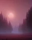 Placeholder: Landscape at night trees in the mist with moon in the background, birds in the sky, red mars, forest