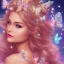 Placeholder:  beautiful face princess fairy smiling with sparkle jewel bikini and butterflies in hair