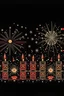 Placeholder: diwali celebration crackers line art with space