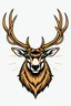 Placeholder: line art Fallow Deer Logo. Strong, muscular, rugged, majestic, impressive antlers. outdoorsy colors such as sand, browns, military greens, and some black on white background