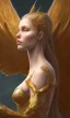 Placeholder: Female angel with beautiful perfect face big wings and golden crown floating above the ground in the dark enviroment, anatomically correct, michelangelo style, detailed, world of warcraft style, dark forest, trees, painting, brush strokes, 8k, dark forest in the background