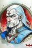 Placeholder: Geralt from the Witcher in pastel aquarel style similar to amano