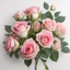 Placeholder: A bouquet of pink roses with delicate green on a light background