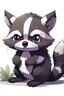 Placeholder: ken sugimori art style Basic small Cute black and purple Poison dark type raccoon pokemon that can be found in route one and can be considered the 4th starter pokemon