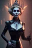 Placeholder: Constance Langdon as evil queen in black leather, leather, busty, cleavage, angry, stern look. character design by cory loftis, fenghua zhong, ryohei hase, ismail inceoglu and ruan jia. unreal engine 5, artistic lighting, highly detailed, photorealistic, fantasy