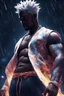 Placeholder: ultra instinct super saiyan Kanye West , Full body, night sky, rain, hyperdetailed , luminism, art by Carne Griffiths and Wadim Kashin concept art, 4k resolution, fractal isometrics details bioluminescens , 3d render, octane render, intricately detailed , cinematic, trending on arts tation Isometric Centered hype reallistic cover photo awesome full color, hand drawn , gritty , intricate, hit definition
