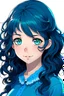 Placeholder: anna is an anime girl with black curly hair and blue eyes