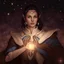 Placeholder: Generate a dungeons and dragons character portrait of a female elf with tan skin and dark hair, who is a cleric of the moon, recolor image in white, silver and slate blue with a starry celestial theme,