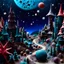 Placeholder: Detailed creepy landscape made of modeling clay, village, stars and planets, Roger Dean, naïve, Tim Burton, strong texture, Ernst Haekel, extreme detail, Max Ernst, decal, rich moody colors, sparkles, Yves Tanguy, bokeh, odd