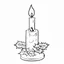 Placeholder: A black and white cute drawing of a Christmas Candle. Only outline, white background,for kids