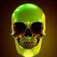 Placeholder:  green android skull, metallic, realistic, volumetric lighting, shiny, fit in board, full figure, white background, 8k, 3D