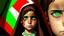 Placeholder: A girl wearing a Palestinian dress with tears in her eyes Her eye color is green Its color is brown Carrying the Palestinian flag