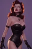 Placeholder: Rita Hayworth as evil queen in black leather, busty, cleavage, curvy, angry, stern look. character design by cory loftis, fenghua zhong, ryohei hase, ismail inceoglu and ruan jia. unreal engine 5, artistic lighting, highly detailed, photorealistic, fantasy