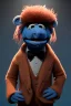 Placeholder: Waist up muppet Portrait, Vladimir Putin as muppet doll, Black suit, photo studio, blue background, unreal engine 5, concept art, art station, god lights, ray tracing, RTX, lumen lighting, ultra detail, volumetric lighting, 3d.