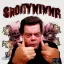 Placeholder: Shooter McGavin from Happy Gilmore on a thrash metal album cover