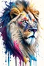 Placeholder: "lion", clean design, art station, splash of colorful paint, contour, ((solid white background)), looking into camera, hyperdetailed intricately detailed, unreal engine, fantastical, cinema lighting, intricate detail, splash screen, complementary colors, fantasy concept art, 8k resolution, DeviantArt masterpiece, watercolor, paint dripping