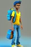 Placeholder: indian 3d character cute male it should be artist and look an college student character with yellow T shirt and blue Jeans with bag.