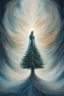 Placeholder: spruce tree, mystical, between heaven and earth, woman, abstract