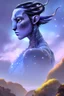 Placeholder: Avatar, pandora, alien, nature, trees with white, violet blue sky, galaxy, stars, universe, moon