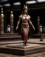 Placeholder: tabletop role-playing miniature of a slightly curvy minoan model on a catwalk wearing minoan fashion. full body. concept art in the style of weta workshop. hyperrealism 4K ultra HD unreal engine 5 photorealism.