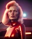 Placeholder: retro sci-fi portrait image from 1980, supermarket parking explosions, fire, scared people, blonde woman walking, sweet Kate moss face, tight latex suit, soft color, highly detailed, unreal engine 5, ray tracing, RTX, lumen lighting, ultra detail, volumetric lighting, 3d, finely drawn, high definition, high resolution.