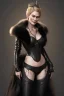 Placeholder: Cersei Lannister as evil queen in black leather and fur, busty, cleavage, curvy, lena headay, angry, stern look. character design by cory loftis, fenghua zhong, ryohei hase, ismail inceoglu and ruan jia. unreal engine 5, artistic lighting, highly detailed, photorealistic, fantasy