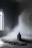 Placeholder: old castle inside dust floating in the air grey indoors